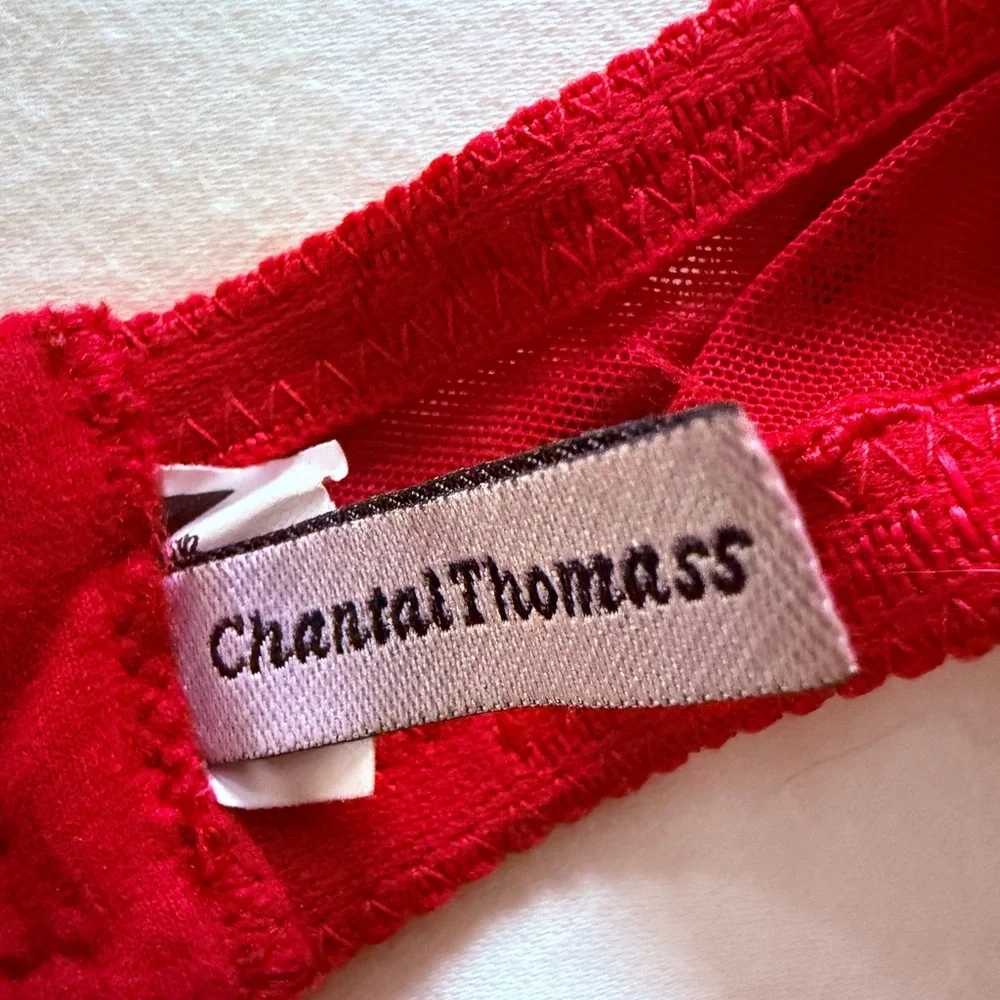 Preowned Chantal Thomass Sexy Lingerie Set Red Black Polka Dot Sz 36C/XS-S - Picture 8 of 8
